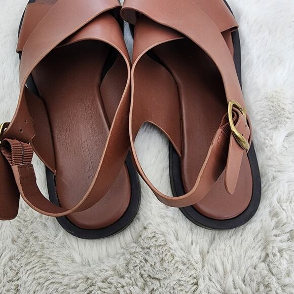 Everlane The City Crossover Sandal Brown Leather Rum Ankle Strap - Women’s 8.5 - Picture 8 of 10